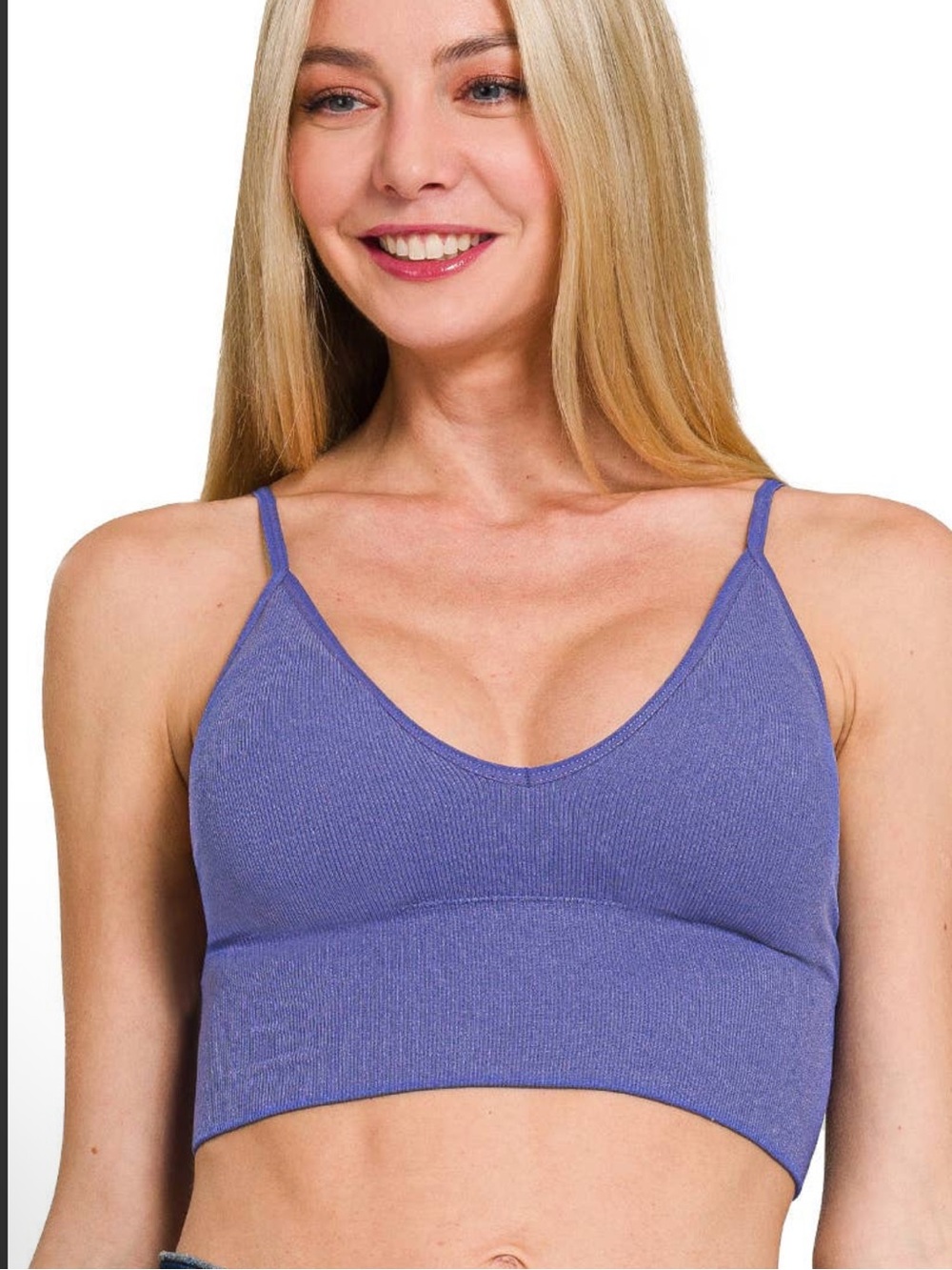 Zenana Ribbed Seamless Padded Bra Top S/M NWT